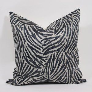 Blue & Silver Abstract Print Accent Decorative Throw Pillow Cushion Cover